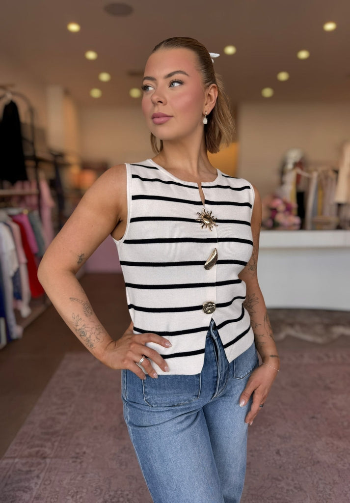 ISLA KNIT TANK - WHITE - THEPINK
