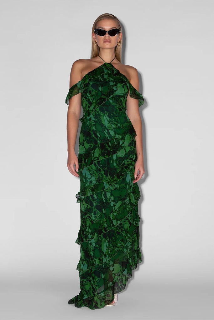 ISOLA MAXI DRESS - GREEN BUBBLE - THEPINK