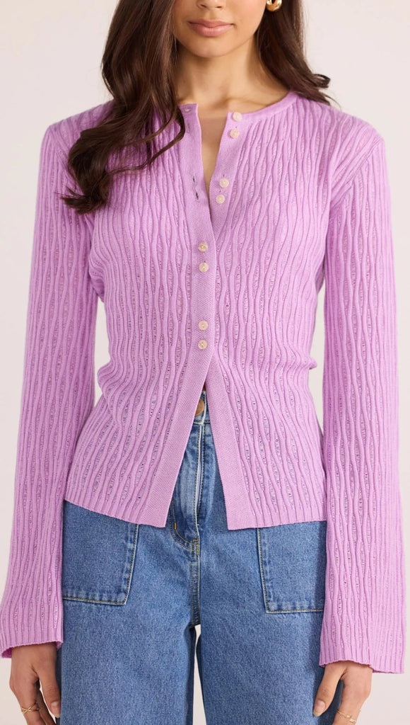 JOHNNA BUTTON KNIT TOP - LILAC - THEPINK