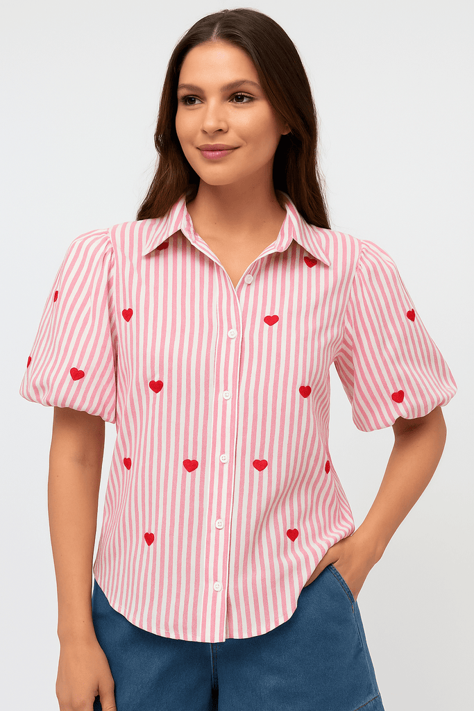 LOVE HEART BLOUSE - THEPINK