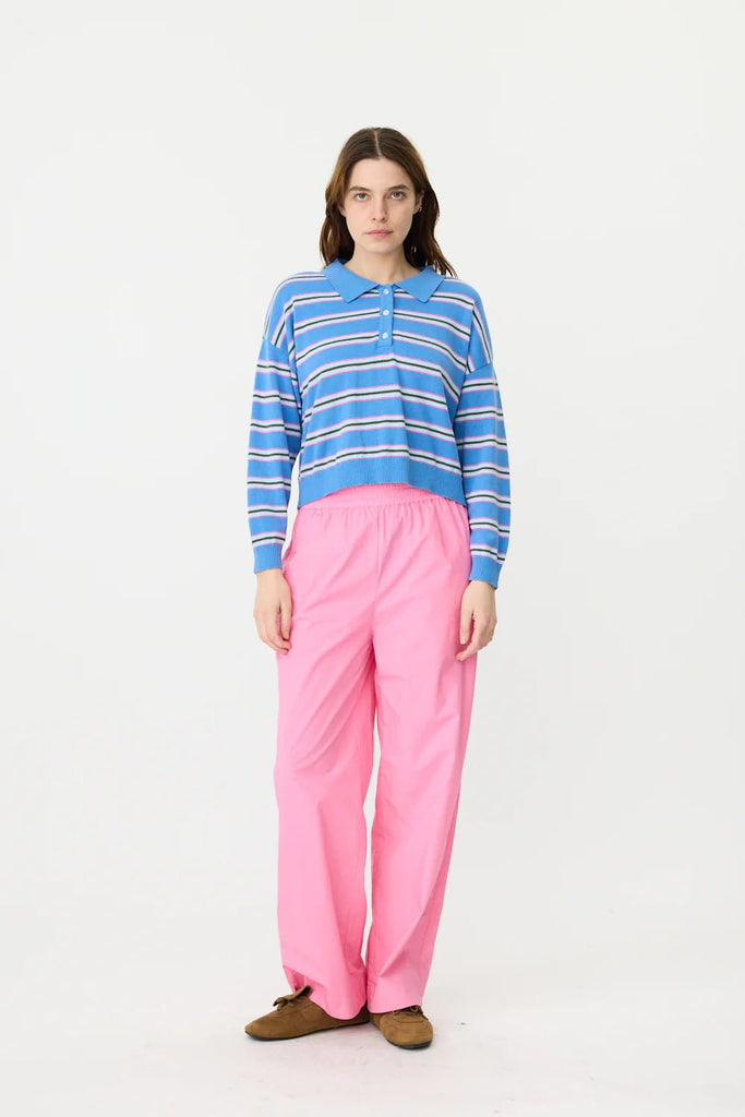 LUNA LONG SLEEVE POLO - THEPINK