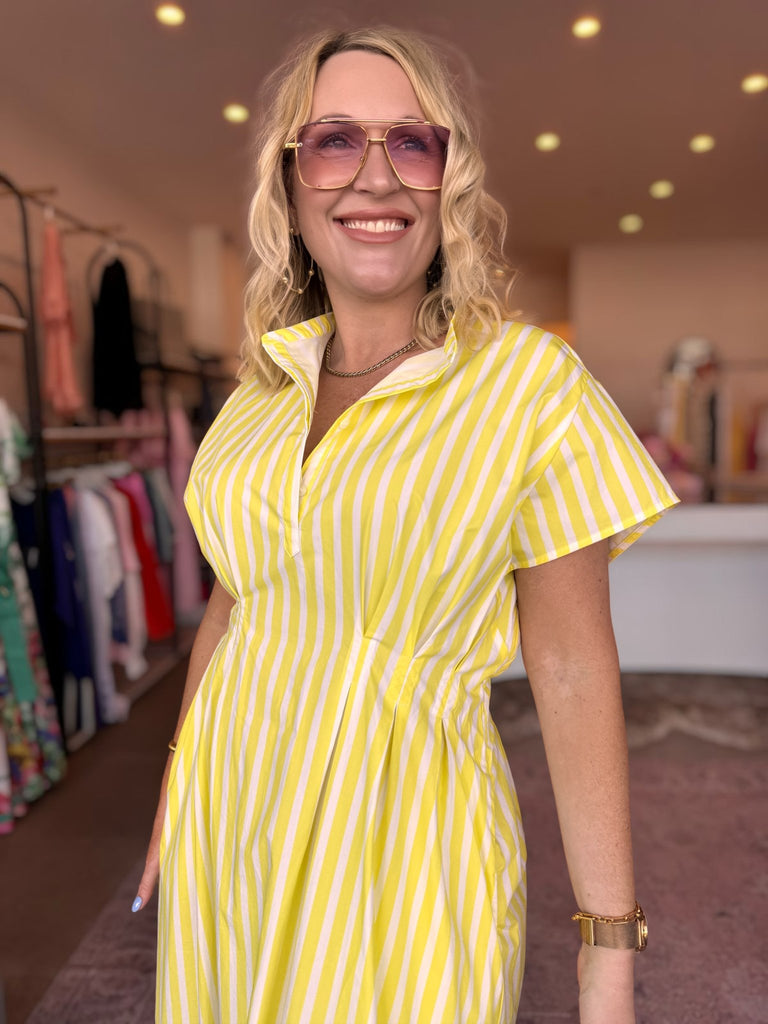 MIKA DRESS - YELLOW STRIPE - THEPINK