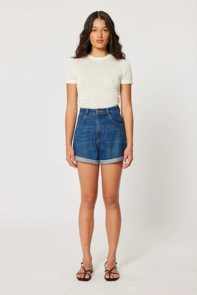 MIRAGE SHORT - CUFFED STONE WASH - THEPINK