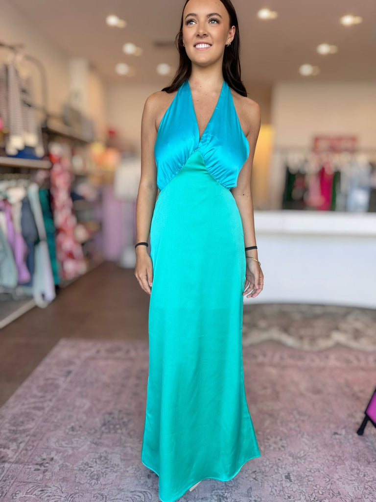 OAHU SLIP DRESS - AQUAMARINE - THEPINK