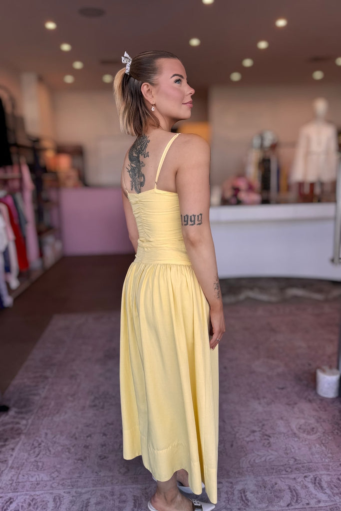 OPHELIA RUCHED MIDI DRESS - THEPINK