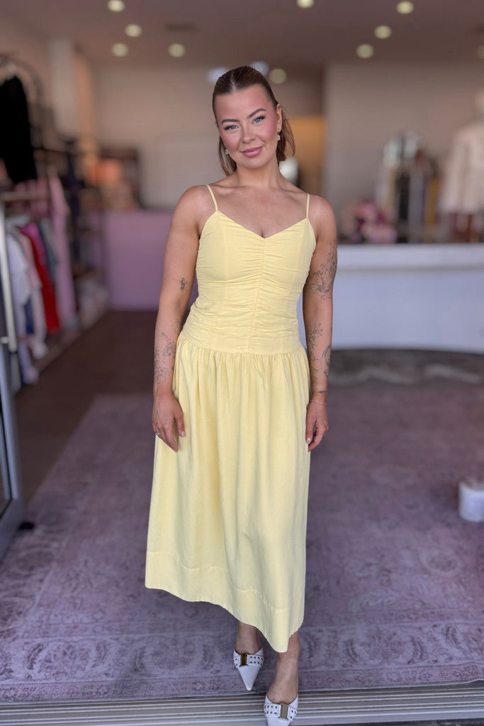 OPHELIA RUCHED MIDI DRESS - THEPINK