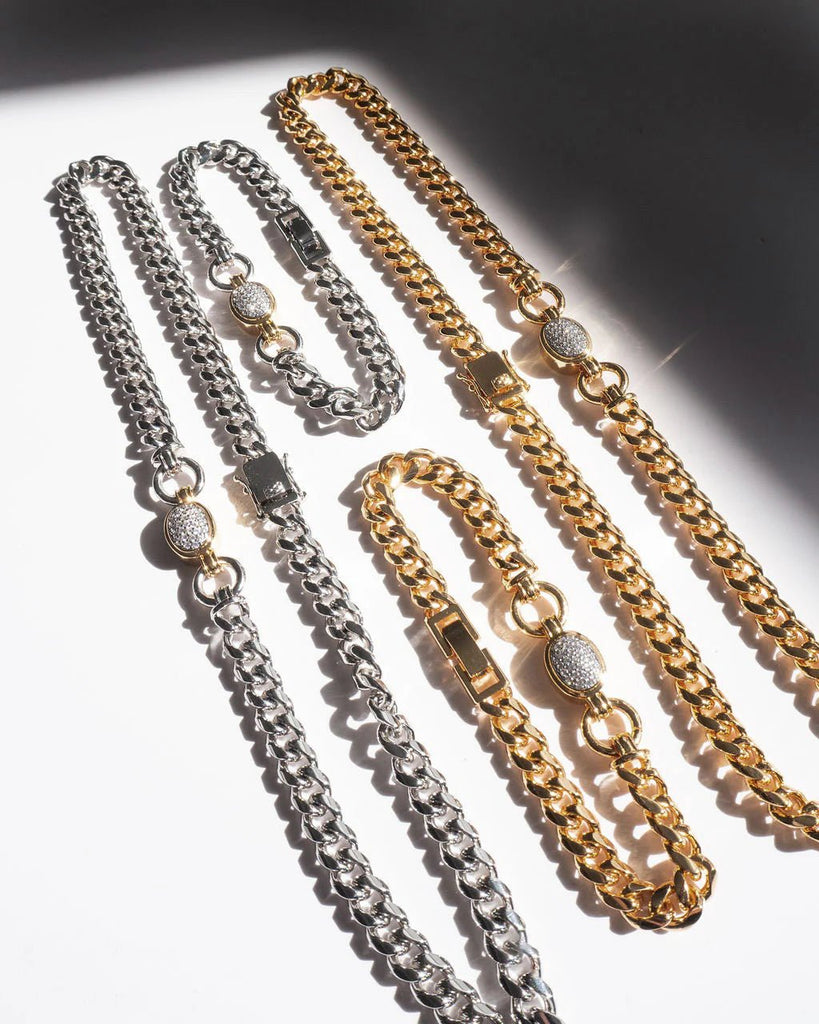 PAVE OVAL LINK BRACELET - THEPINK