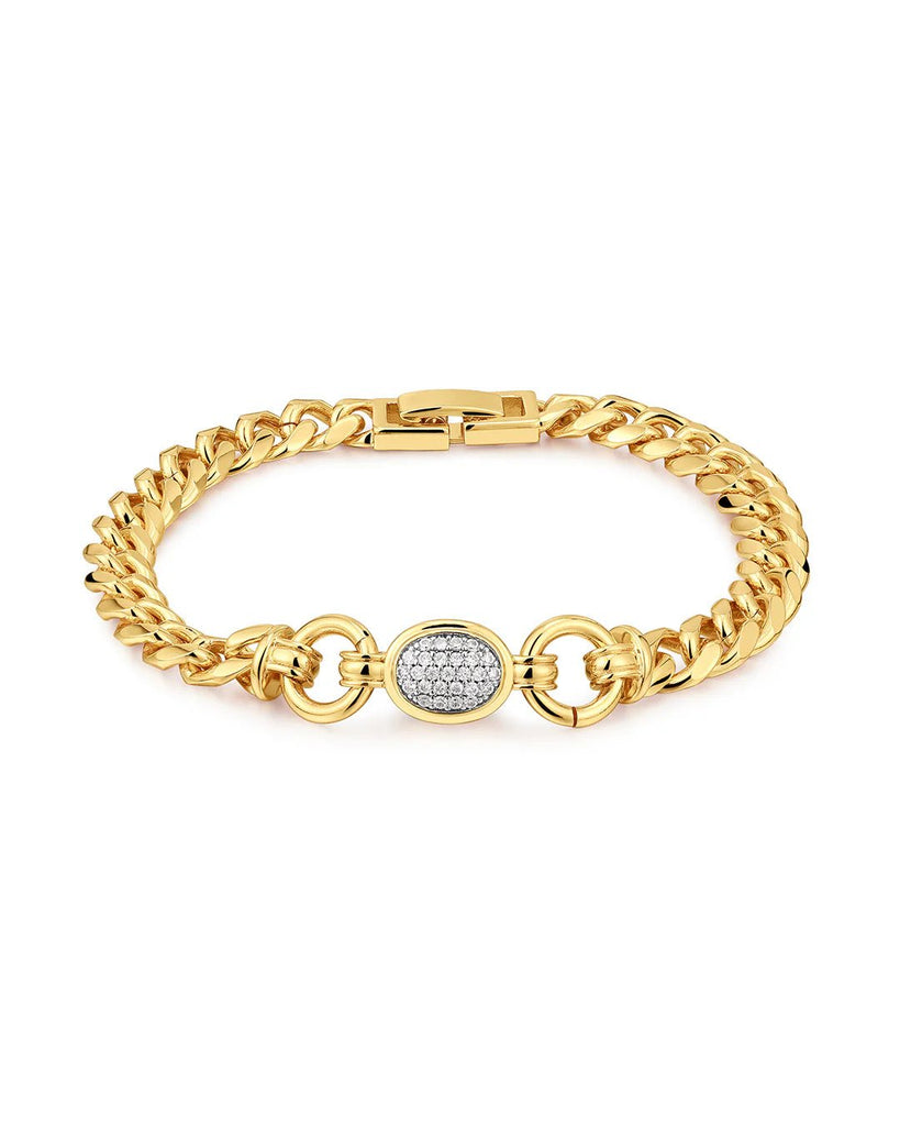 PAVE OVAL LINK BRACELET - THEPINK