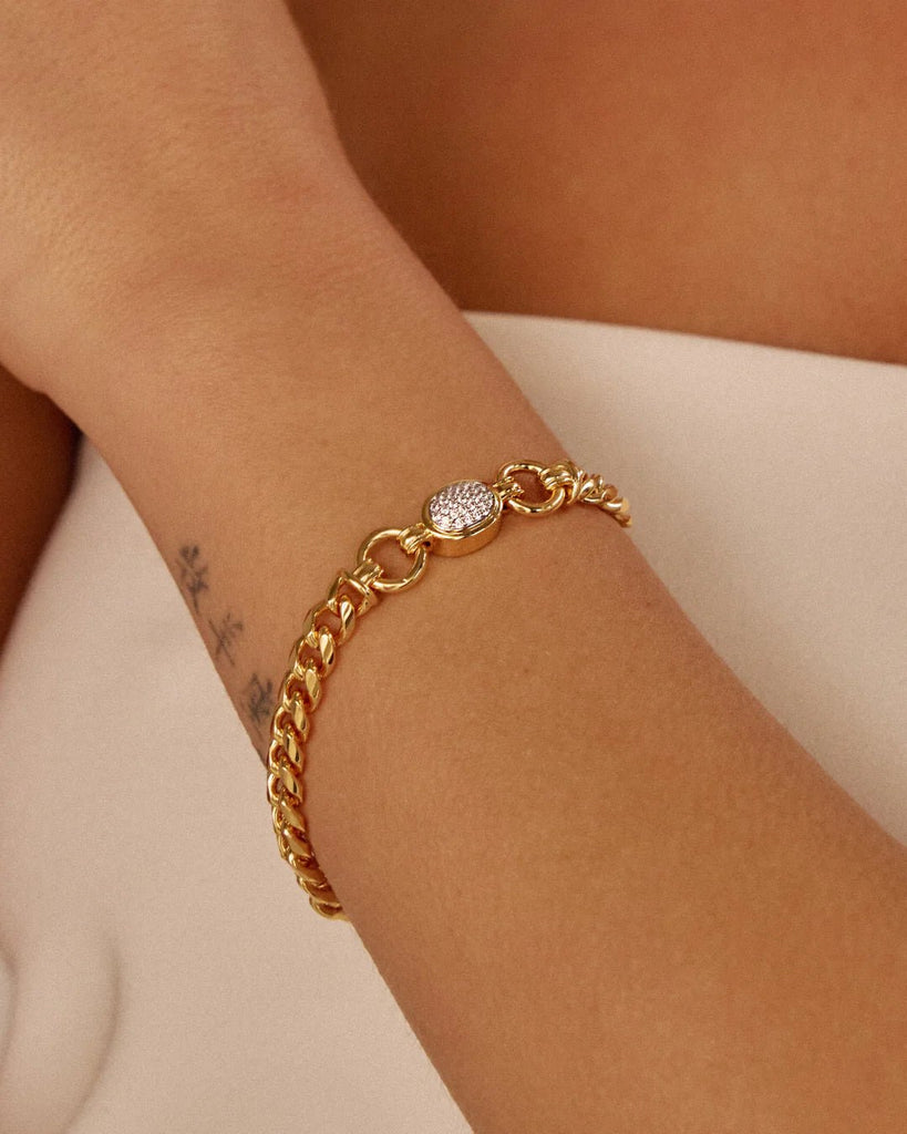 PAVE OVAL LINK BRACELET - THEPINK