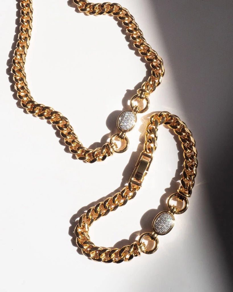 PAVE OVAL LINK BRACELET - THEPINK