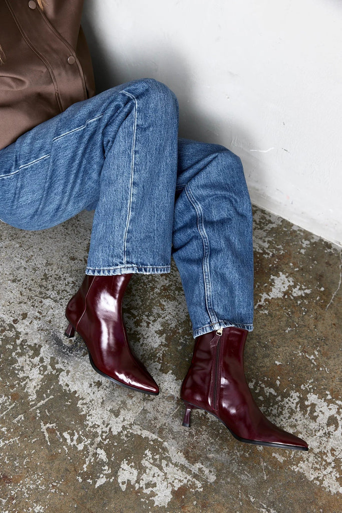 RHIANNON ANKLE BOOTS - MERLOT - THEPINK
