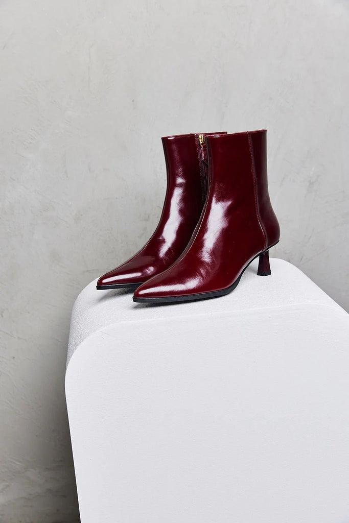 RHIANNON ANKLE BOOTS - MERLOT - THEPINK