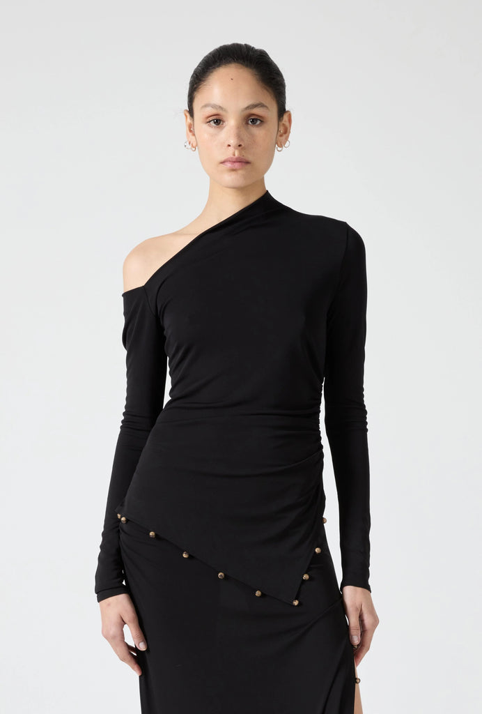 ROLLING STONE LONG SLEEVE TOP - BLACK - THEPINK