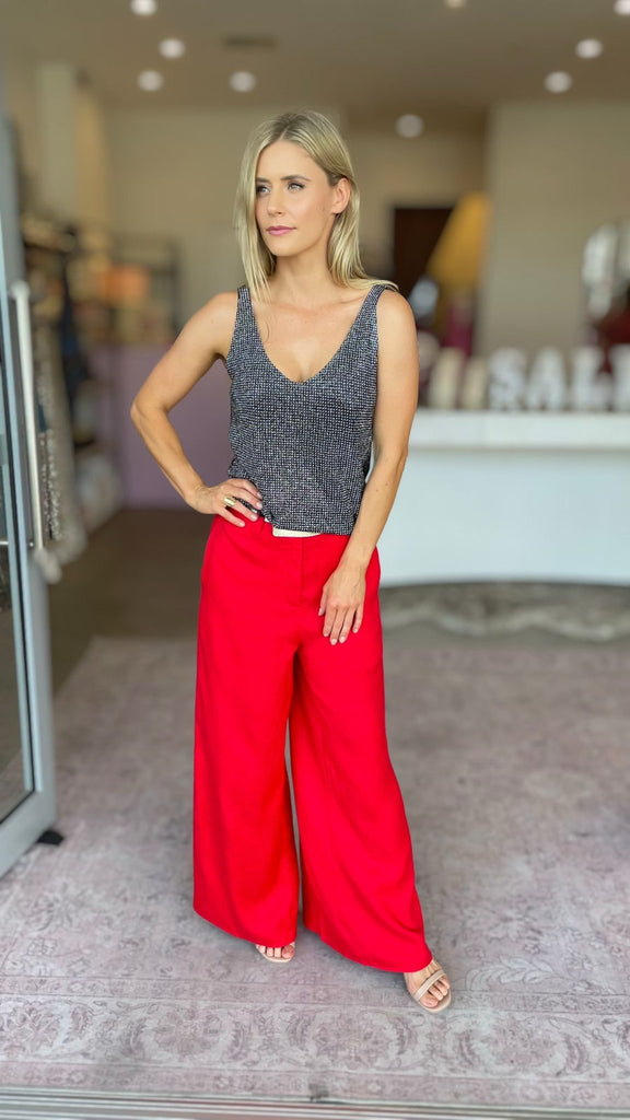 SILK LINEN PANTS - RED - THEPINK