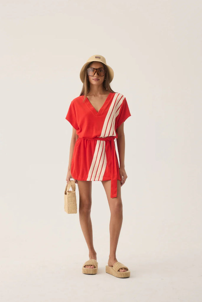 TROPIQUES TERRY DRESS - APPLE RED - THEPINK