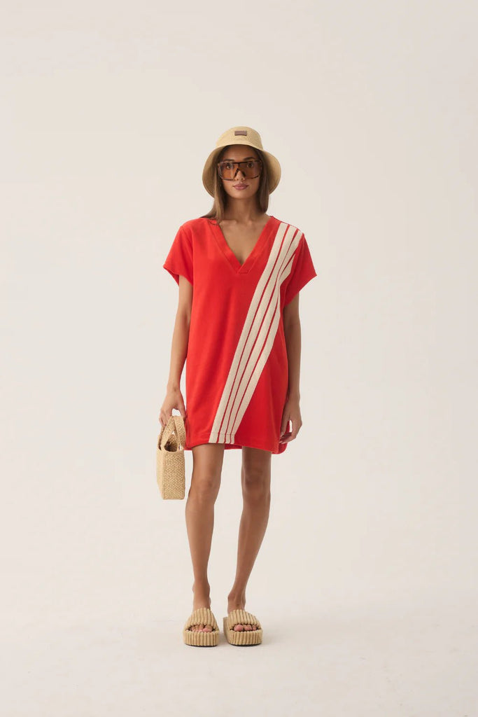 TROPIQUES TERRY DRESS - APPLE RED - THEPINK