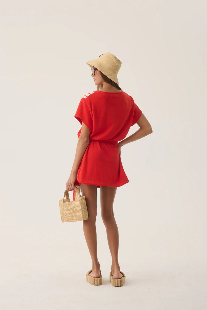 TROPIQUES TERRY DRESS - APPLE RED - THEPINK