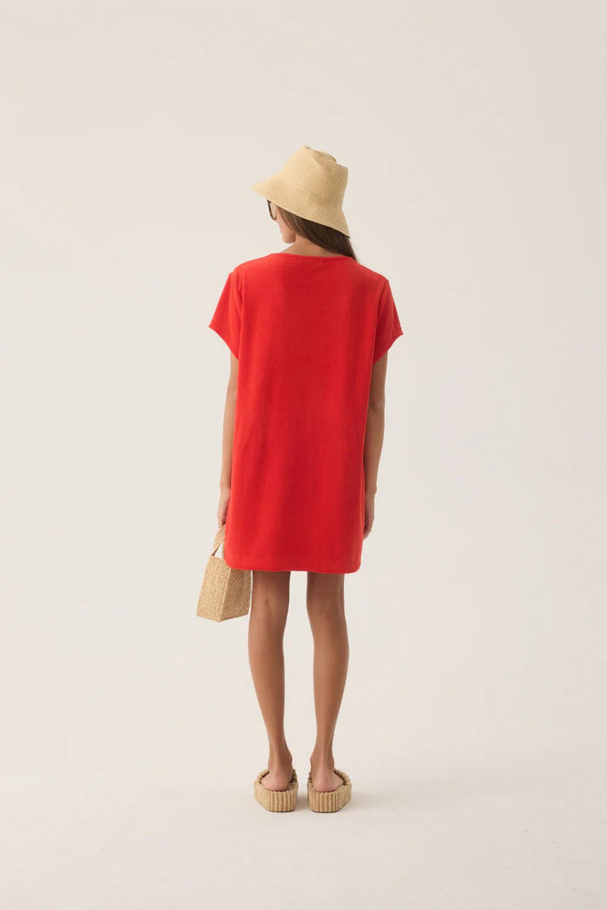TROPIQUES TERRY DRESS - APPLE RED - THEPINK