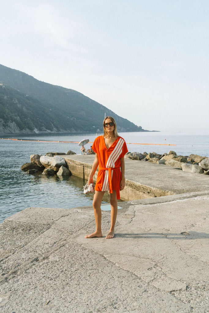 TROPIQUES TERRY DRESS - APPLE RED - THEPINK