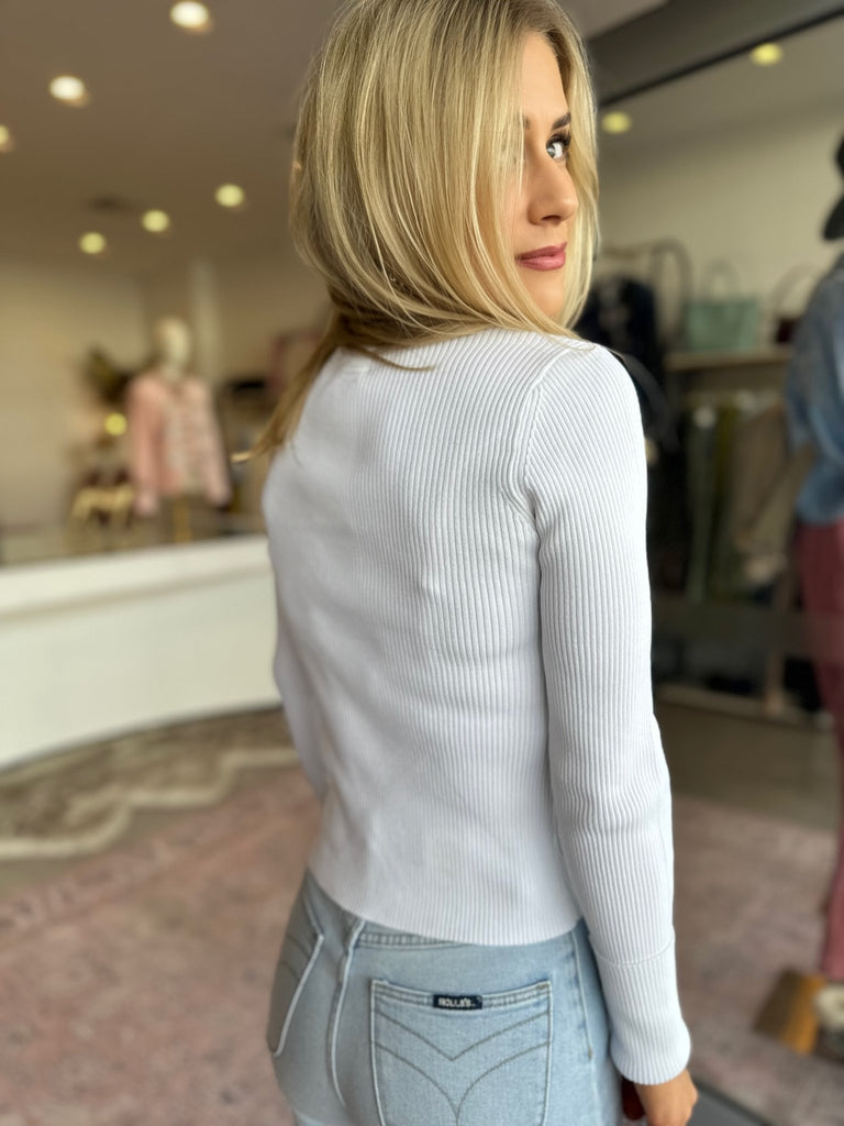 WHITE RIBBED TOP - THEPINK