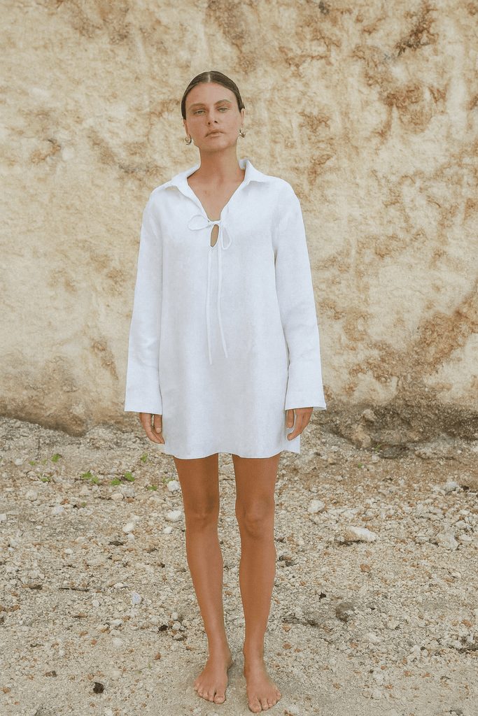 ZURI SHIRT DRESS - WHITE - THEPINK