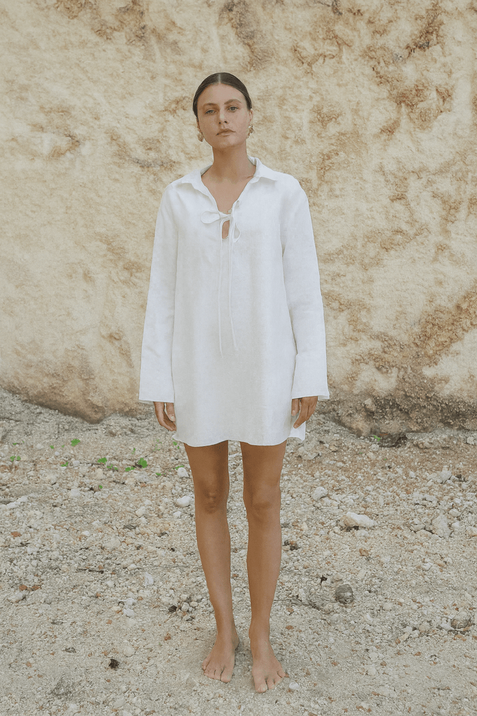 ZURI SHIRT DRESS - WHITE - THEPINK